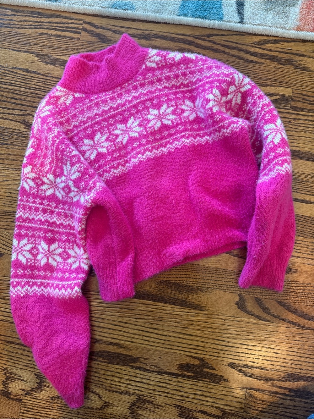 Chic girls Pink Fair Isle Mock Neck Sweater